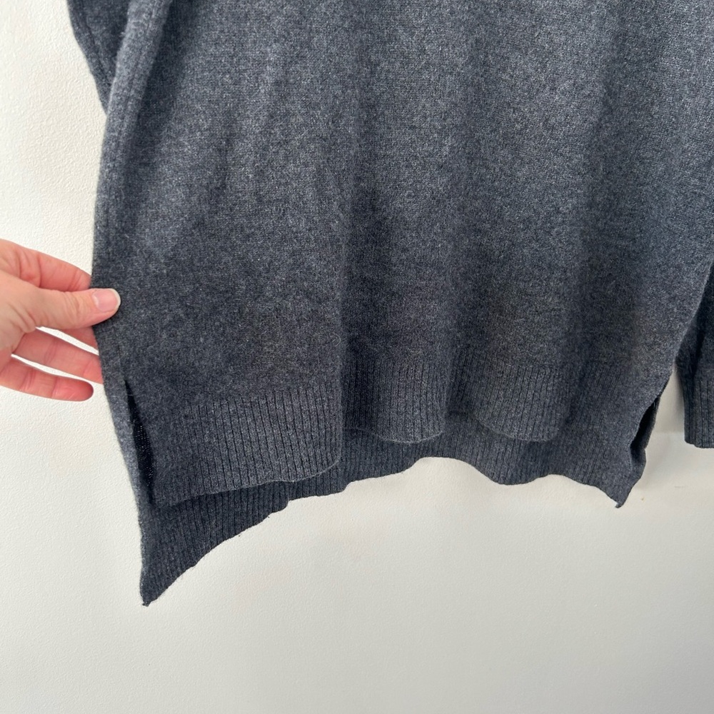 White + Warren Cashmere M/L Heather Dark Grey Oversized Turtleneck Sweater - Picture 7 of 7